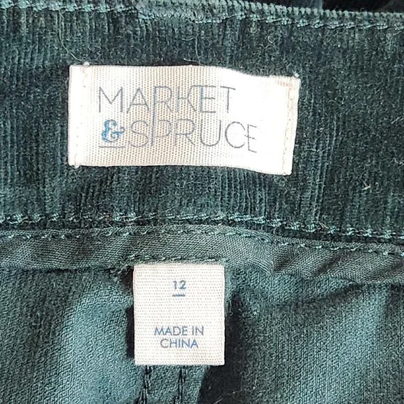 Market & Spruce Womens Corduroy Pants Size 12 Solid Dark Green Skinny Stretch - Picture 5 of 8